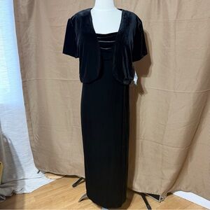 Danny & Nicole Black Velvet Maxi Dress with Short Bolero